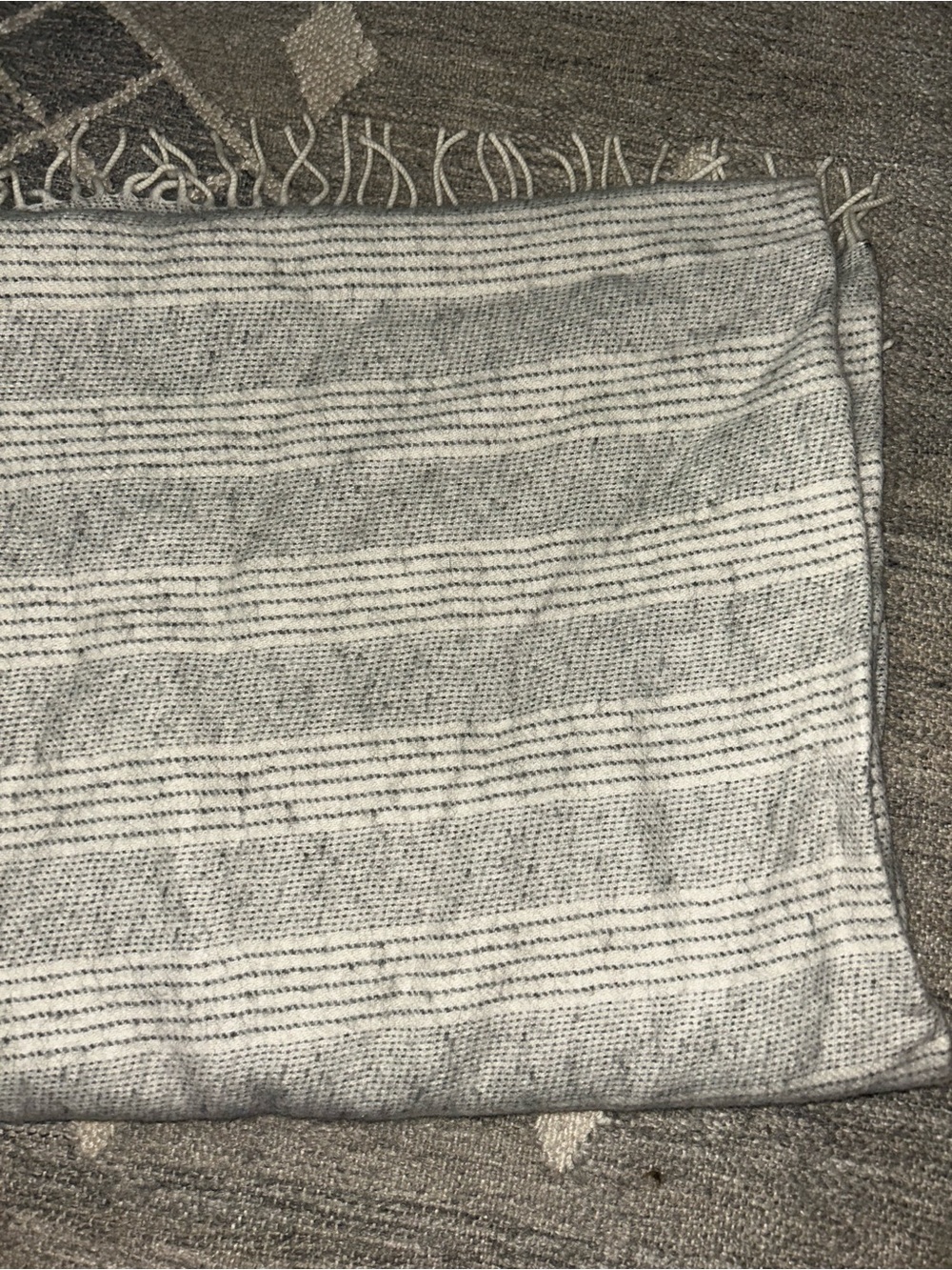 Authentic Irish Merino & Alpaca Gray and White Striped Throw Blanket